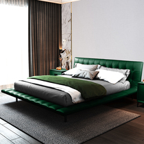 Per full 200 minus 20] light luxury solid wood bed master bedroom small apartment leather bed 1 8 double bed simple wedding bed 1 5