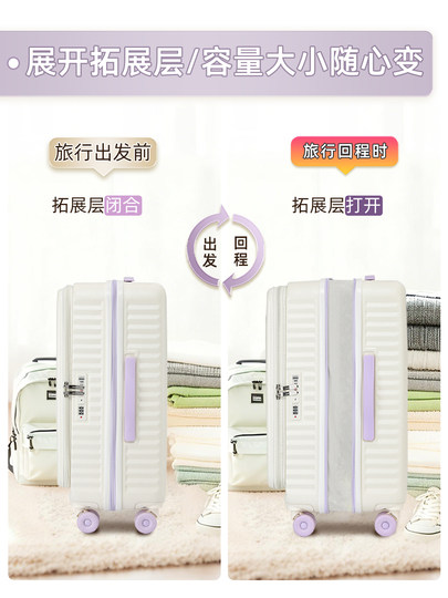 Чемодан с боковым открыванием, расширяемый, большой вместимости, многофункциональный, на колесиках, для мужчин и женщин, из поликарбоната, с кодовым замком, для путешествий, с универсальными колесами.