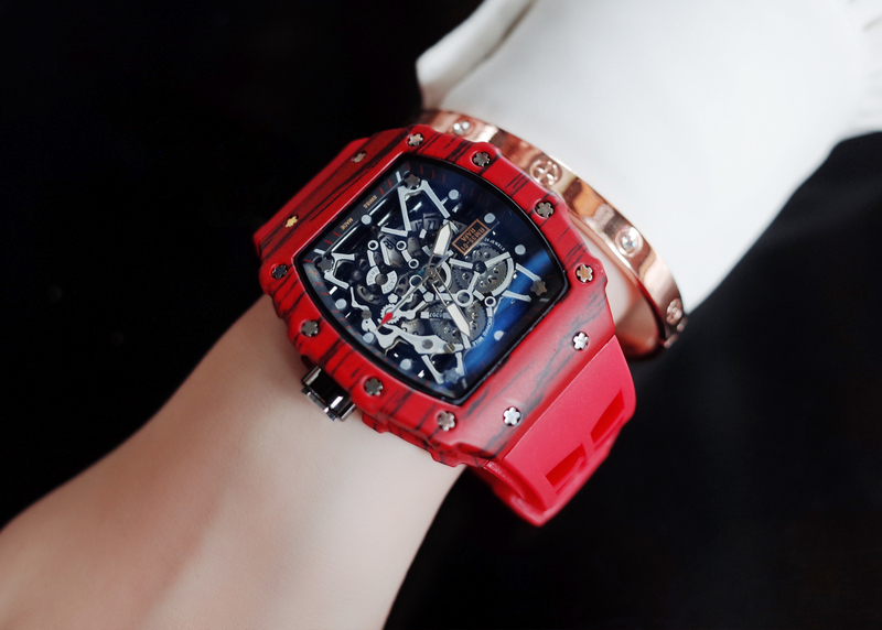 Men's and Women's Richard Non-Mechanical Watch, Miller Rm Internet Celebrity Luminous Barrel-Shaped Silicone Strap Trendy Large Dial Popular Watch