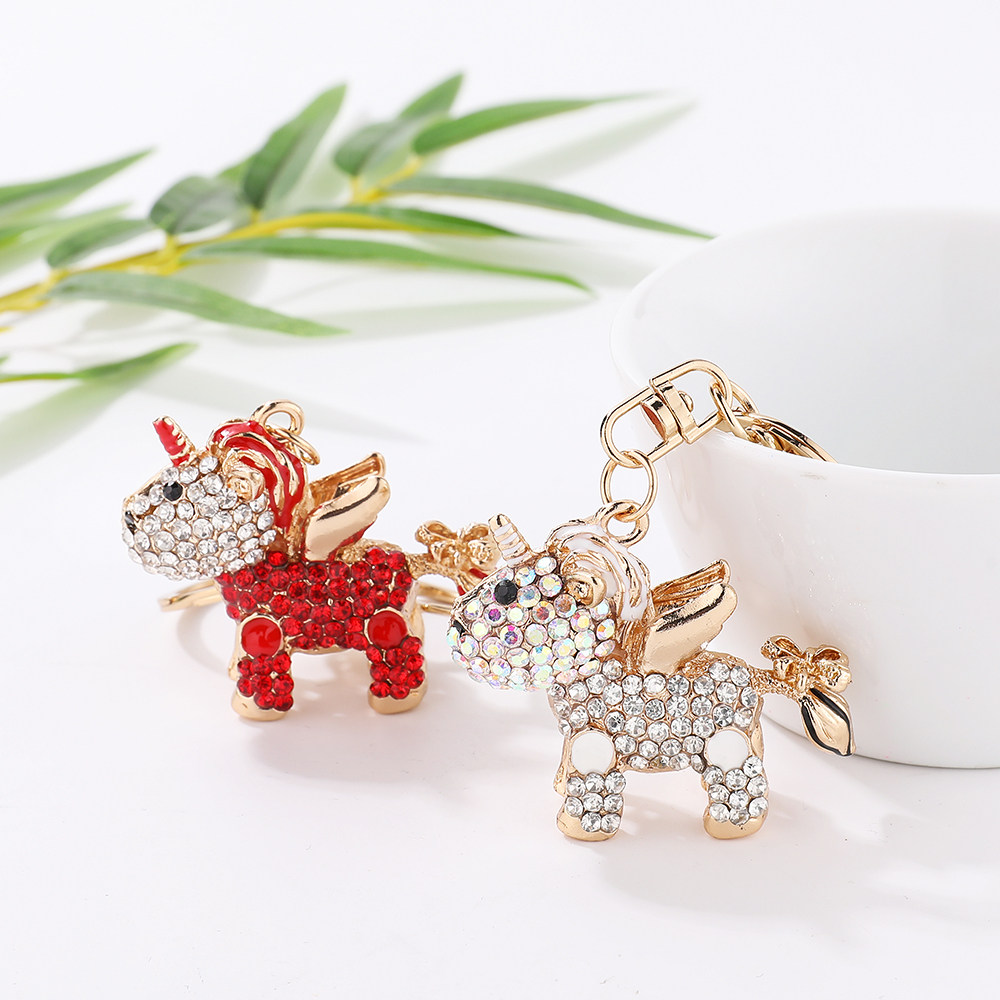 Diamond unicorn key buckle metal package hanging parts alloy pendant jewelry car key hanging piece small gift