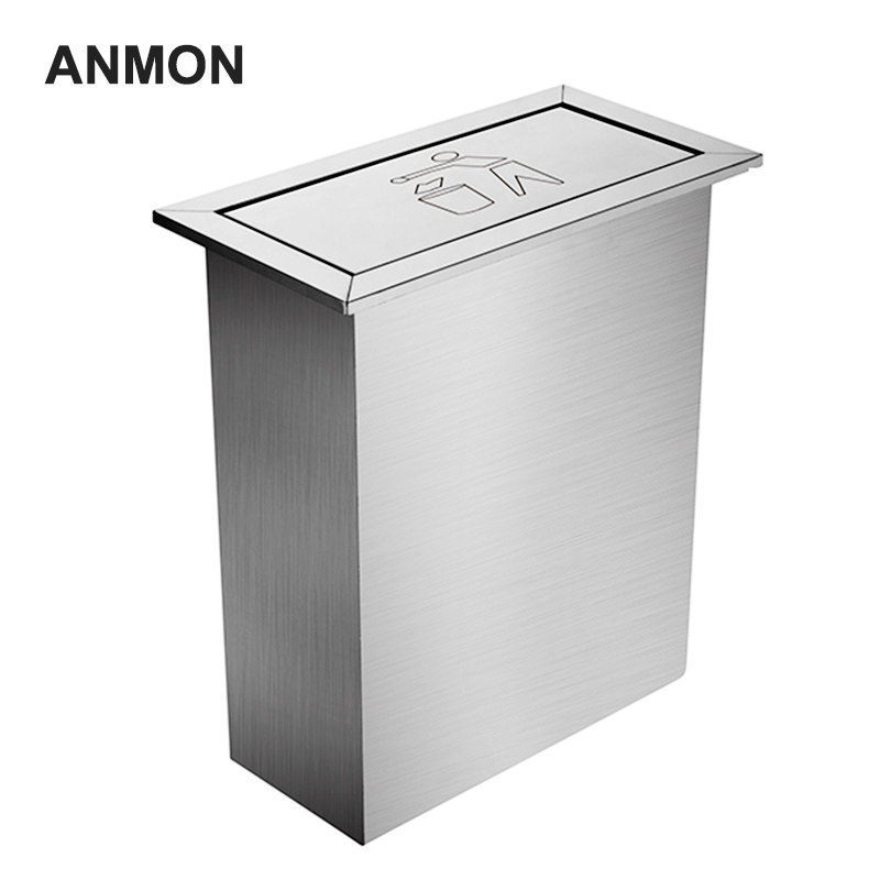 304 stainless steel kitchen countertop flush-type clamshell cabinet wire drawing indoor containing hidden cleaning barrel-Taobao