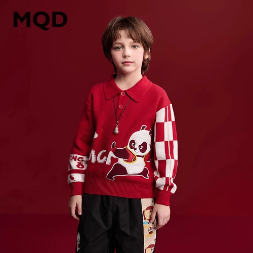 Детский красный свитер, шерстяной трикотажный пуховик подходит для мужчин и женщин, детская одежда, увеличенная толщина