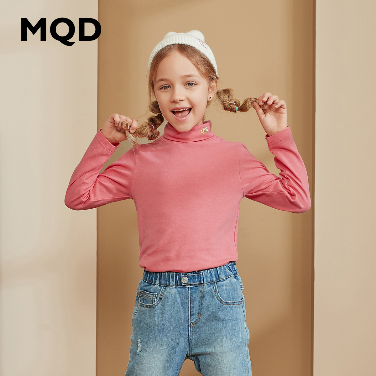 MQD children's clothing girls warm high-necked T-shirt winter new solid color all-match children's underwear bottoming shirt Korean women