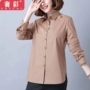 Áo sơ mi nữ cotton dài tay cho mẹ mùa thu 2019 trung niên áo sơ mi nữ giản dị trung niên áo sơ mi nữ cỡ lớn - Áo sơ mi mẫu áo sơ mi nữ đẹp 2020