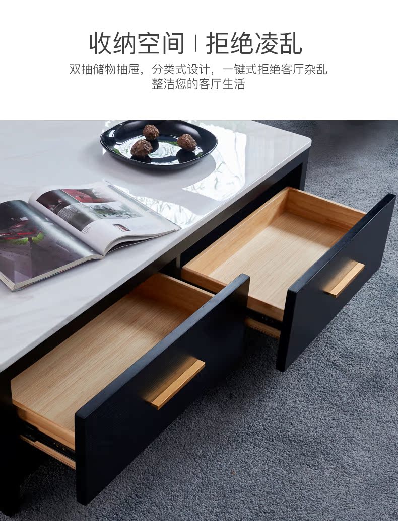 Ánh sáng Bắc Âu sang trọng đá cẩm thạch bàn cà phê TV kết hợp tủ đồ nội thất đơn giản căn hộ nhỏ phòng khách gỗ rắn bàn trà lưu trữ tủ - Bàn trà bàn trà giá rẻ