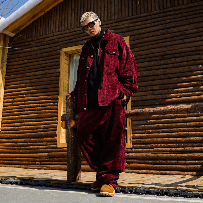 Acusa American Casual Velvet Workwear Suit 2Nd Generation Hiphop 90S Loose and Oversized Men's Style