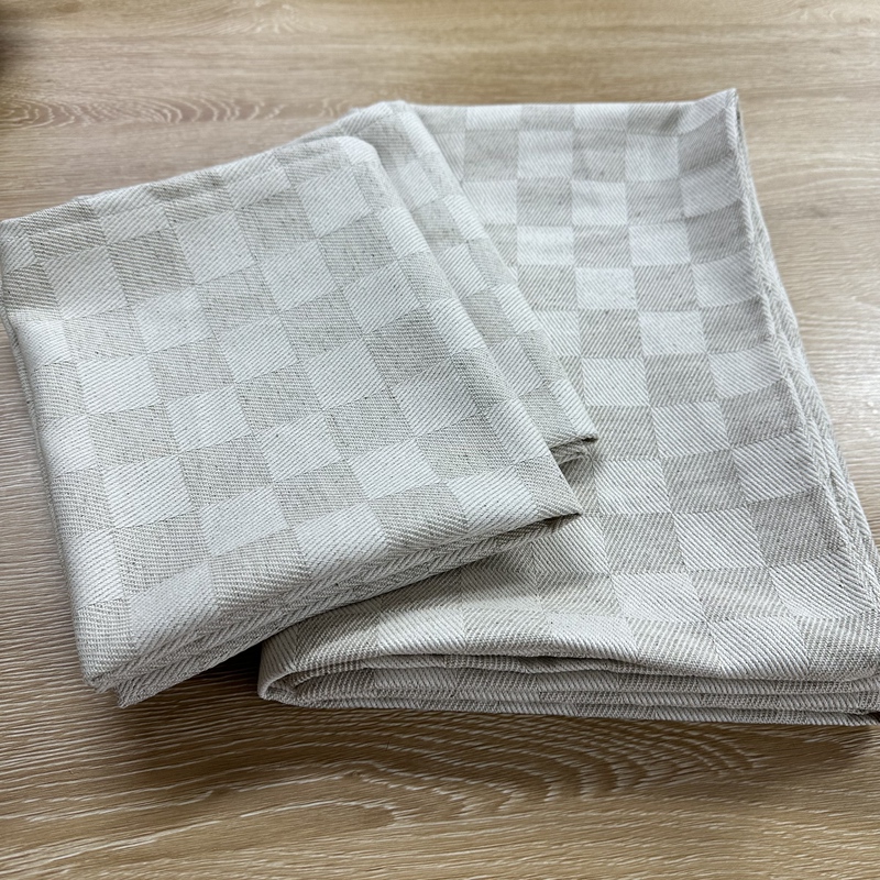 Yarn-Dyed Hemp Rain Dew Hemp Checkerboard Pattern Towel, Face Towel with Hanging Rope, Simple and Suitable for All Seasons