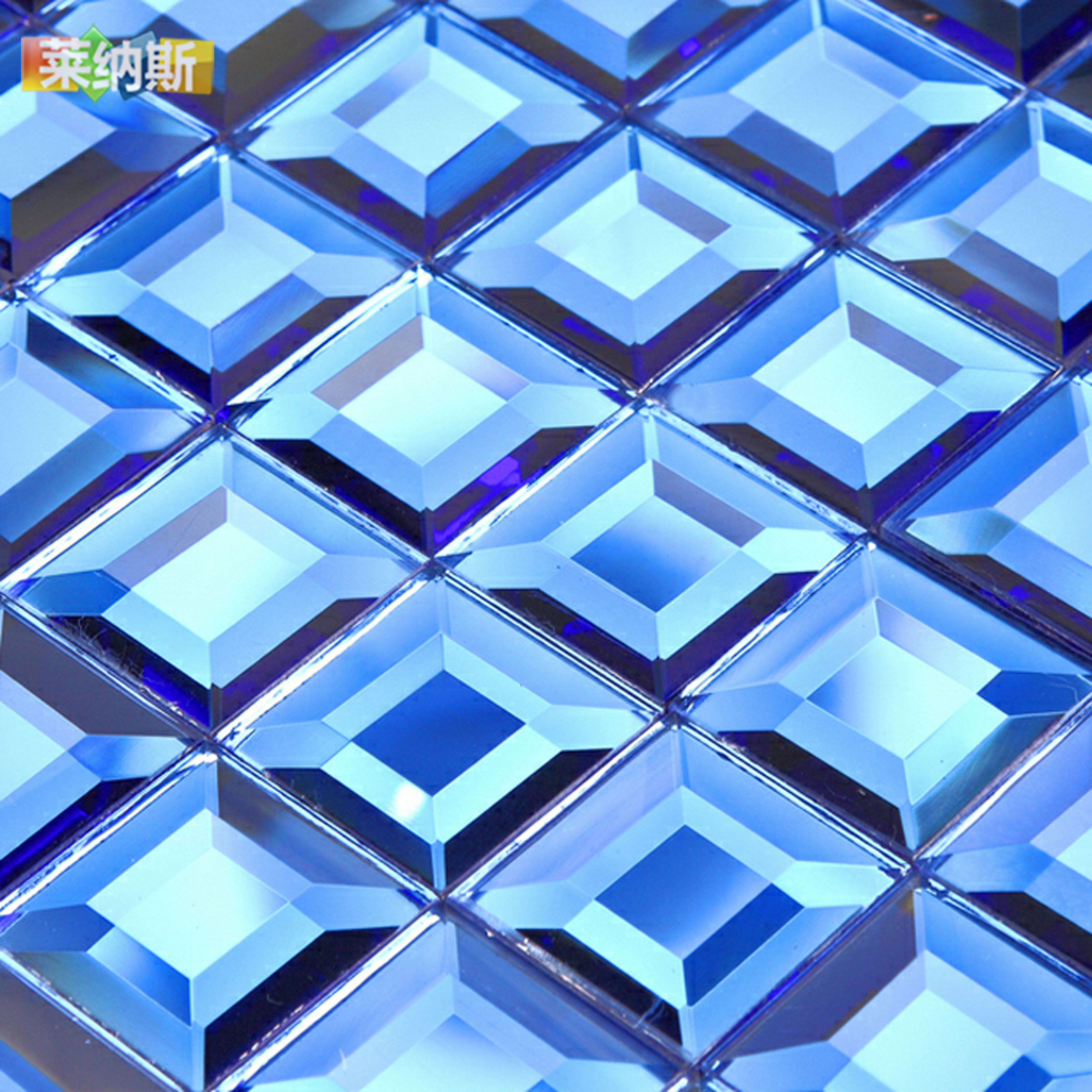 (Lenas Mosaic) Blue mirror mosaic 5 faces Crystal glass bar Wall Sticking Brick Living Room