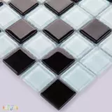 T [Lenas Mosaic] Черно -белый хрустальный стеклянный музен Фоновый фоновый фоновый фон, построенная на плитках