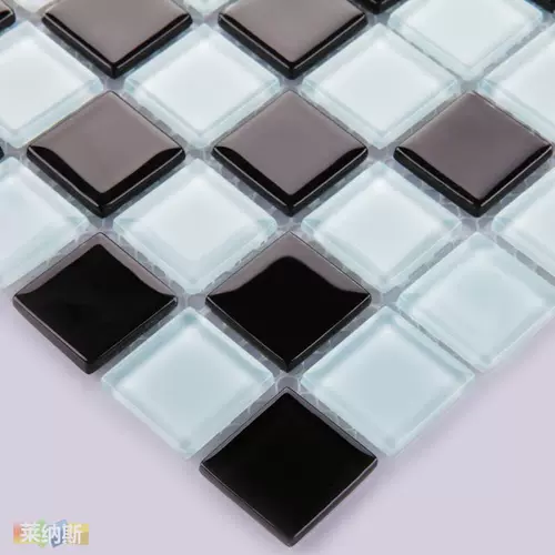 T [Lenas Mosaic] Черно -белый хрустальный стеклянный музен Фоновый фоновый фоновый фон, построенная на плитках