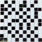 T [Lenas Mosaic] Черно -белый хрустальный стеклянный музен Фоновый фоновый фоновый фон, построенная на плитках