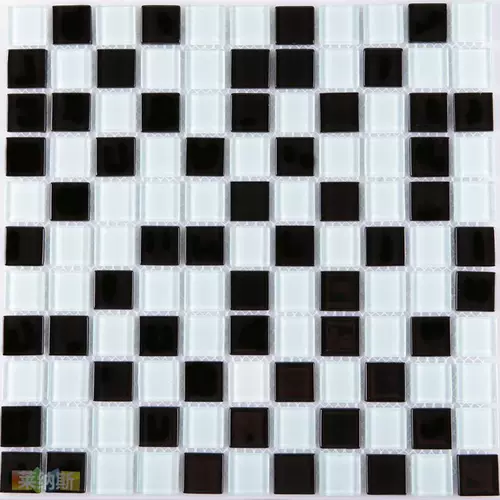 T [Lenas Mosaic] Черно -белый хрустальный стеклянный музен Фоновый фоновый фоновый фон, построенная на плитках