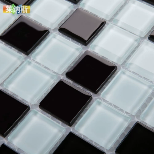 T [Lenas Mosaic] Черно -белый хрустальный стеклянный музен Фоновый фоновый фоновый фон, построенная на плитках