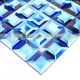 Синяя стеклянная мозаика на стену, зеркальный эффект