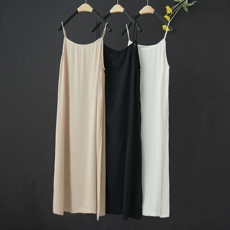 Artistic Retro Silk Cotton Linen Camisole Slip Dress Ramie Loose Lightweight Lining Mid-Length Dress for Women Artistic Retro Silk Cotton Linen Camisole Slip Dress Ramie Loose Lightweight Lining Mid-Length Dress for Women