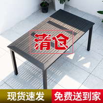 Outdoor Plastic Wood Single Table And Chairs Outdoor Leisure Open-air Garden Villa Waterproof Sunscreen Milk Tea Shop Embalming Wood Table And Chairs