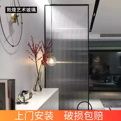 Custom Changhong glass screen Living room entrance partition Entry door brake corrugated tempered glass simple modern partition