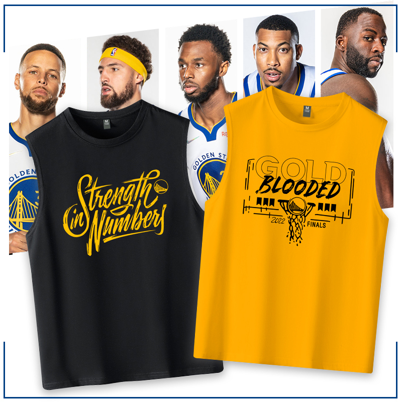 Golden State Warriors Championship Commemorative Curry and Wiggins Sports Pure Cotton Sleeveless T-Shirt, Large Size, Loose and Breathable Vest