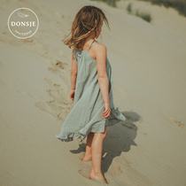 donsje dress cotton linen princess dress girl spring and summer comfortable skin-friendly sweat-absorbing vest skirt children