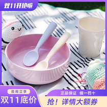 miniware feeds the baby bowl of baby spoon spoon silicone spoon baby learns to eat supplementary training spoon children's meal spoon