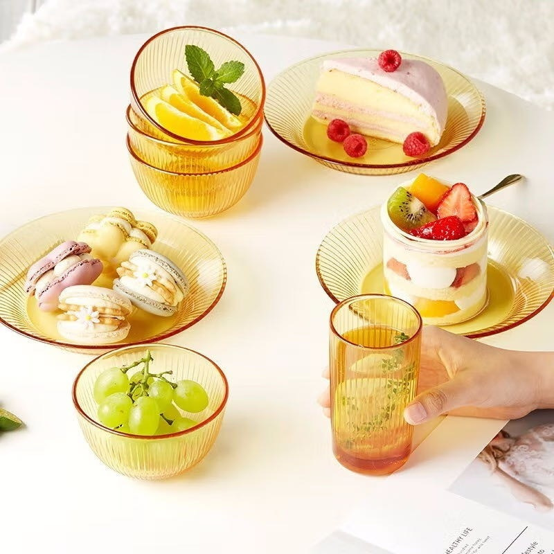 Household Microwave-Safe High-Temperature Resistant Glass Bowls, Plates, and Dishes Luxury Set Tableware Glass Storage Containers Household Microwave-Safe High-Temperature Resistant Glass Bowls, Plates, and Dishes Luxury Set Tableware Glass Storage Containers