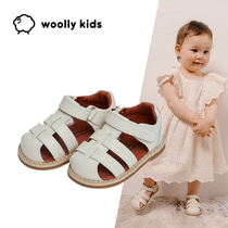 woolly kids leather baby toddler sandals girls baby non-slip kick-proof rubber soles children beetle
