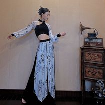 New Chinese style French printed top slimming skirt womens summer new design niche waist retro two-piece set