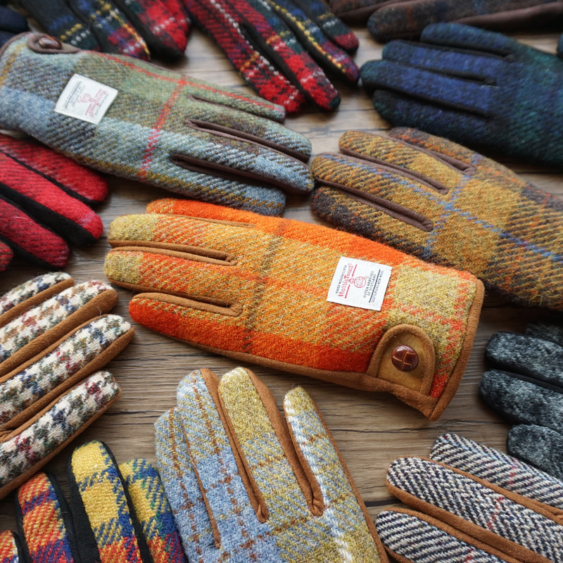 Пара зимних мужских и женских перчаток harristweed Harris на шнурке, а также бархатные шерстяные твидовые перчатки в клетку с сенсорным экраном