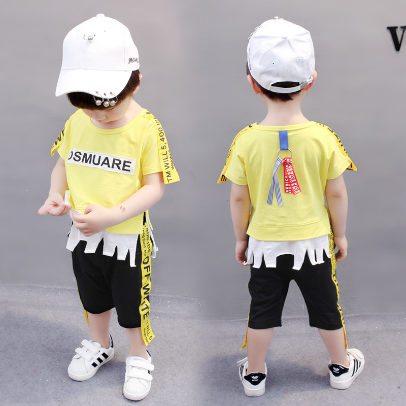Váy bé trai hè 2018 set đồ mới cho bé tay áo ngắn cho bé mùa hè hai mảnh phiên bản Hàn Quốc của quần áo trẻ em mùa hè dành cho trẻ em - Phù hợp với trẻ em bộ nỉ nhung đẹp cho bé