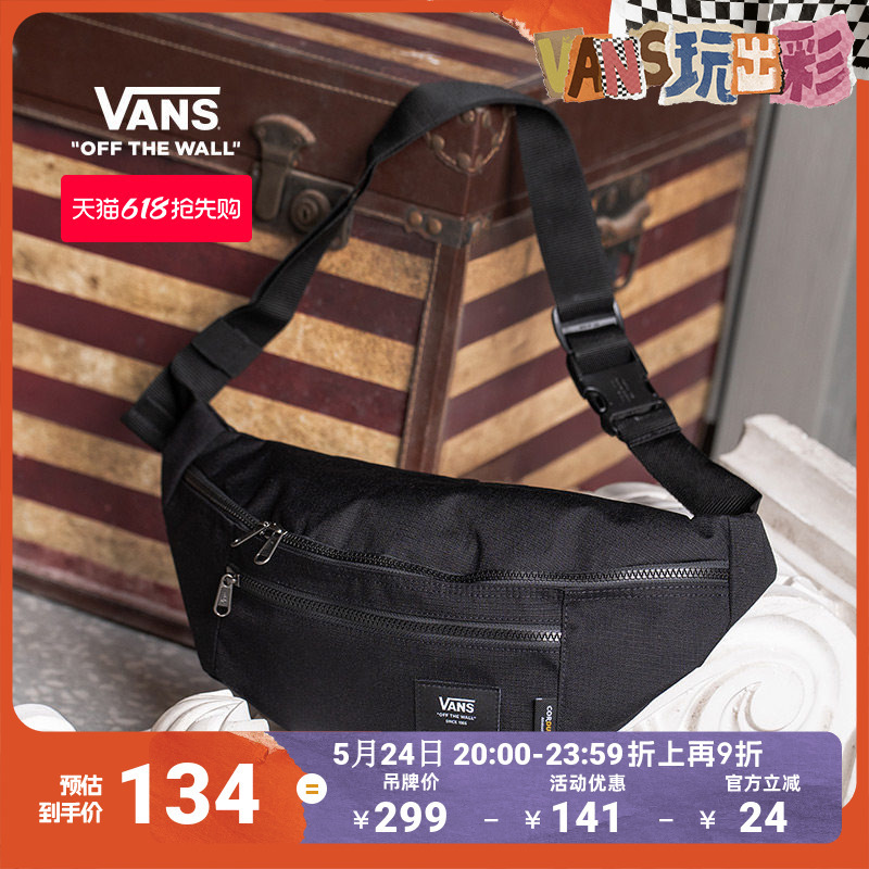 Vans Official Unisex Couple's Waist Bag in Pure Black, Stylish High Street Style Vans Official Unisex Couple's Waist Bag in Pure Black, Stylish High Street Style