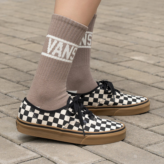 Vans official ແທ້ຈິງສີດໍາແລະສີຂາວ checkerboard ຢາງ sole ເກີບ canvas ແບບ retro