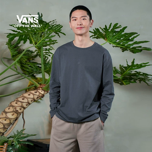 Vans, лонгслив подходит для мужчин и женщин для влюбленных, ретро комплект, простой и элегантный дизайн