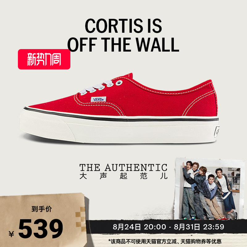 Vans Official Cortis Same Style Authentic Red 60Th Anniversary Series Canvas Shoes for Men and Women