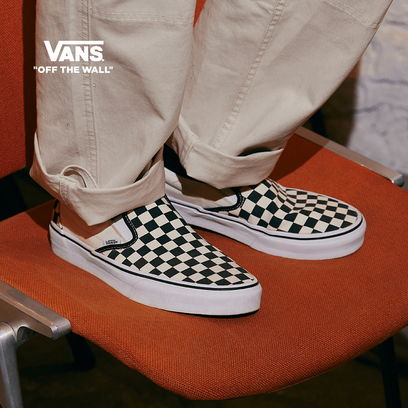 Vans Van Sans Official Classic Style Slip-On Black and White Chessboard Lattice Classic One foot Sail Cloth Shoes