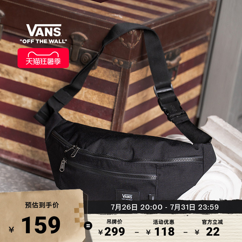 Vans Official Unisex Couple's Waist Bag in Pure Black, Stylish High Street Style