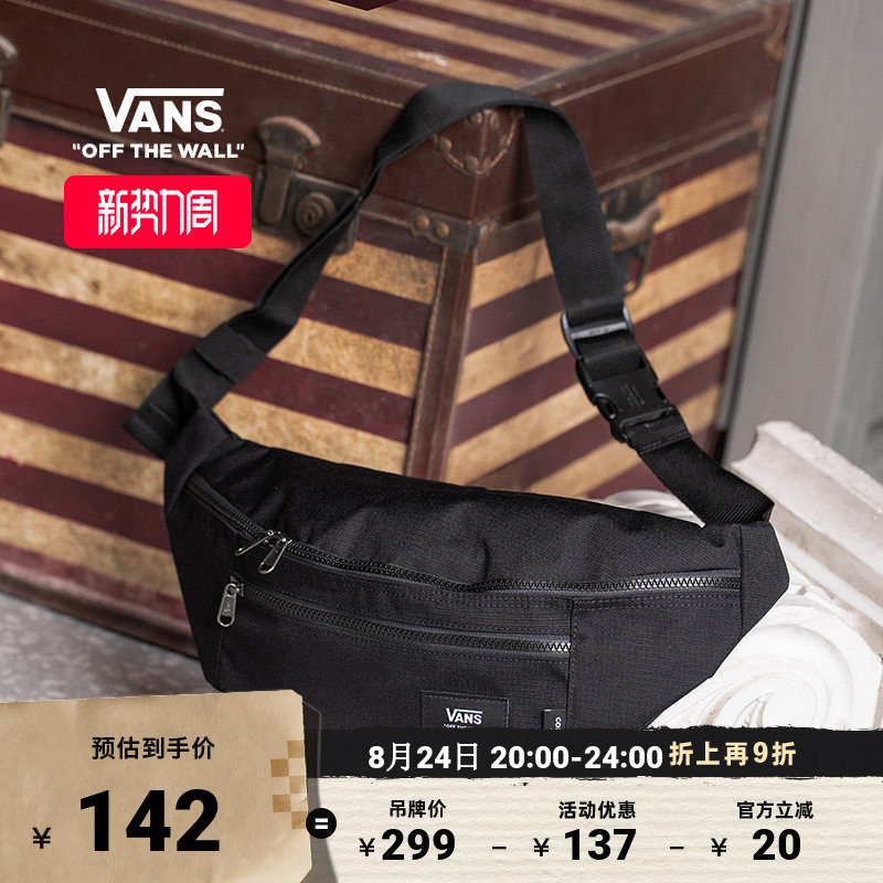 Vans Official Unisex Couple's Waist Bag in Pure Black with a Unique High-Street Style