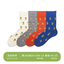 HELLO MONDAY socks female cute Japanese stockings male tide fruit pineapple socks trendy street cotton socks lovers