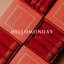 HELLO MONDAY RED socks This year of life men AND women solid color mid-tube socks socks gift box couples wedding red