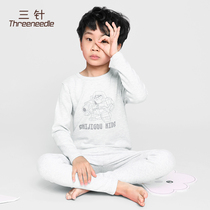 Three stitches for childrens underwear set printed baby autumn clothes and trousers cotton middle childrens thermal underwear boys
