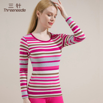 Three-pin thermal underwear autumn clothes women cotton base thick cotton sweater velvet velvet striped winter one-piece shirt