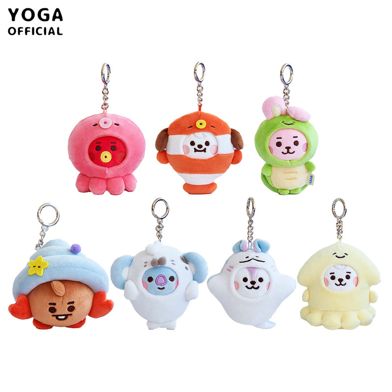 Korean Bt21 Ocean Friends Series Plush Doll Pendant Cute Cartoon Bag Charm Keychain
