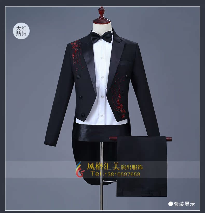 Mới hợp xướng màu đen hợp xướng trang phục tuxedo piano hiệu suất quần áo hợp xướng nam phù hợp với thiết lập sân khấu mặc quần sooc nam
