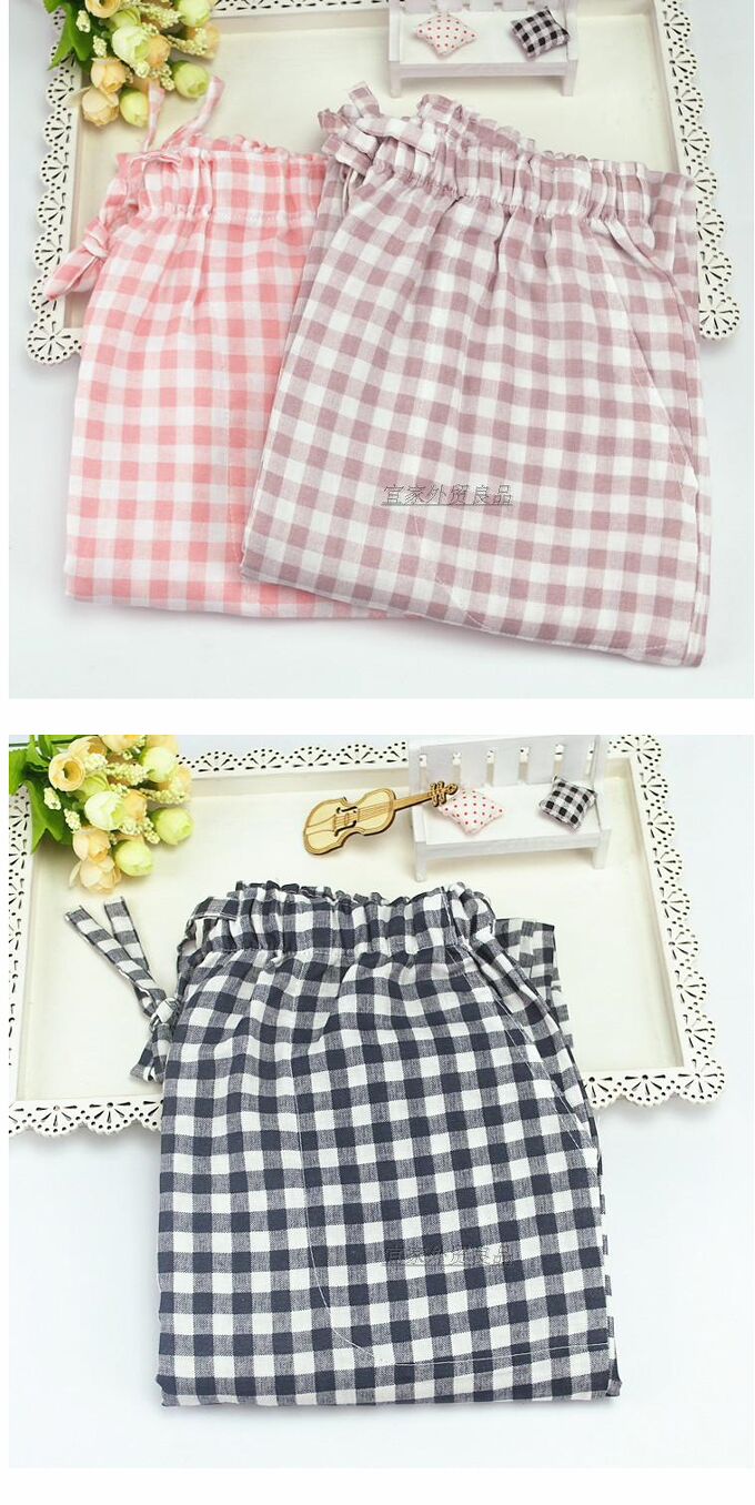 Quần pyjama nam và nữ gạc cotton mùa xuân và mùa hè cặp vợ chồng kẻ sọc nhà quần thể thao và giải trí quần lớn quần jogger nam