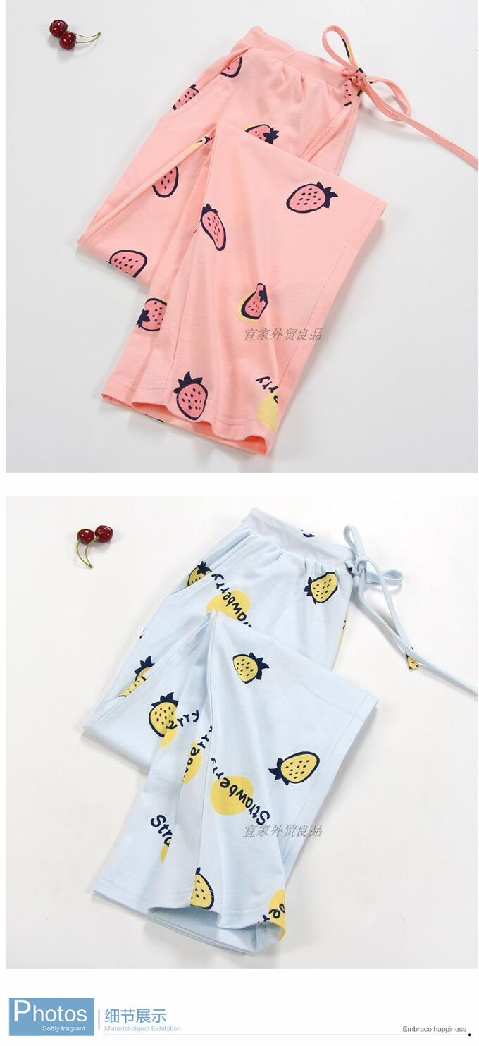 Quần Nhật Bản mùa xuân và mùa thu quần pyjama cotton mỏng đan cotton kích thước lớn quần nhà cotton lỏng thẳng quần phụ nữ sịp nam