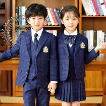 Suit class clothes Spring and Autumn Winter Plaid English style Korean version of childrens school uniforms set kindergarten uniforms