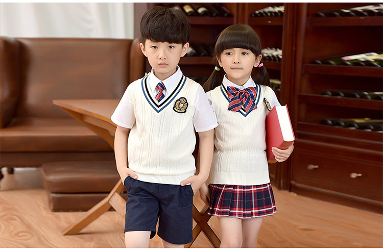Phiên bản tiếng Hàn mới của quần áo mẫu giáo mùa xuân và mùa hè tải đồng phục giáo viên tiểu học gió Anh bộ cotton đẹp cho trẻ mầm non
