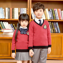 Elementary school childrens class clothes suit men and women childrens spring and autumn season college wind sweater school uniforms three sets of winter clothes kindergarten garden clothes
