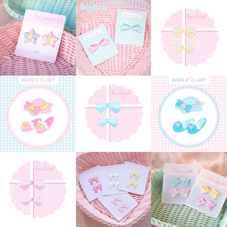 Cute star butterfly knot self-viscose cloth patch with patch clothing covered with handbooks sails cloth shoes Decorative Embroidered