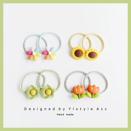 Оригинальная дизайнерская детская резинка для волос, детский аксессуар для волос, в цветочек