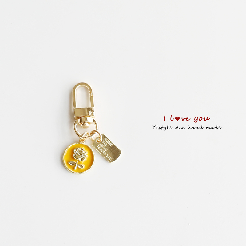 Handmade Oil-Drip Cute Rose Flower AirPods Pendant Keychain Small Charm Bag Accessory Gift for Couples and Best Friends